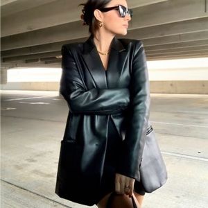 Zara faux leather blazer oversized